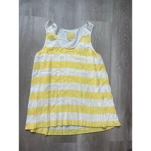 Anthropologie Maeve Yellow and White Pleated Tank Size 2, Stripes, Tank